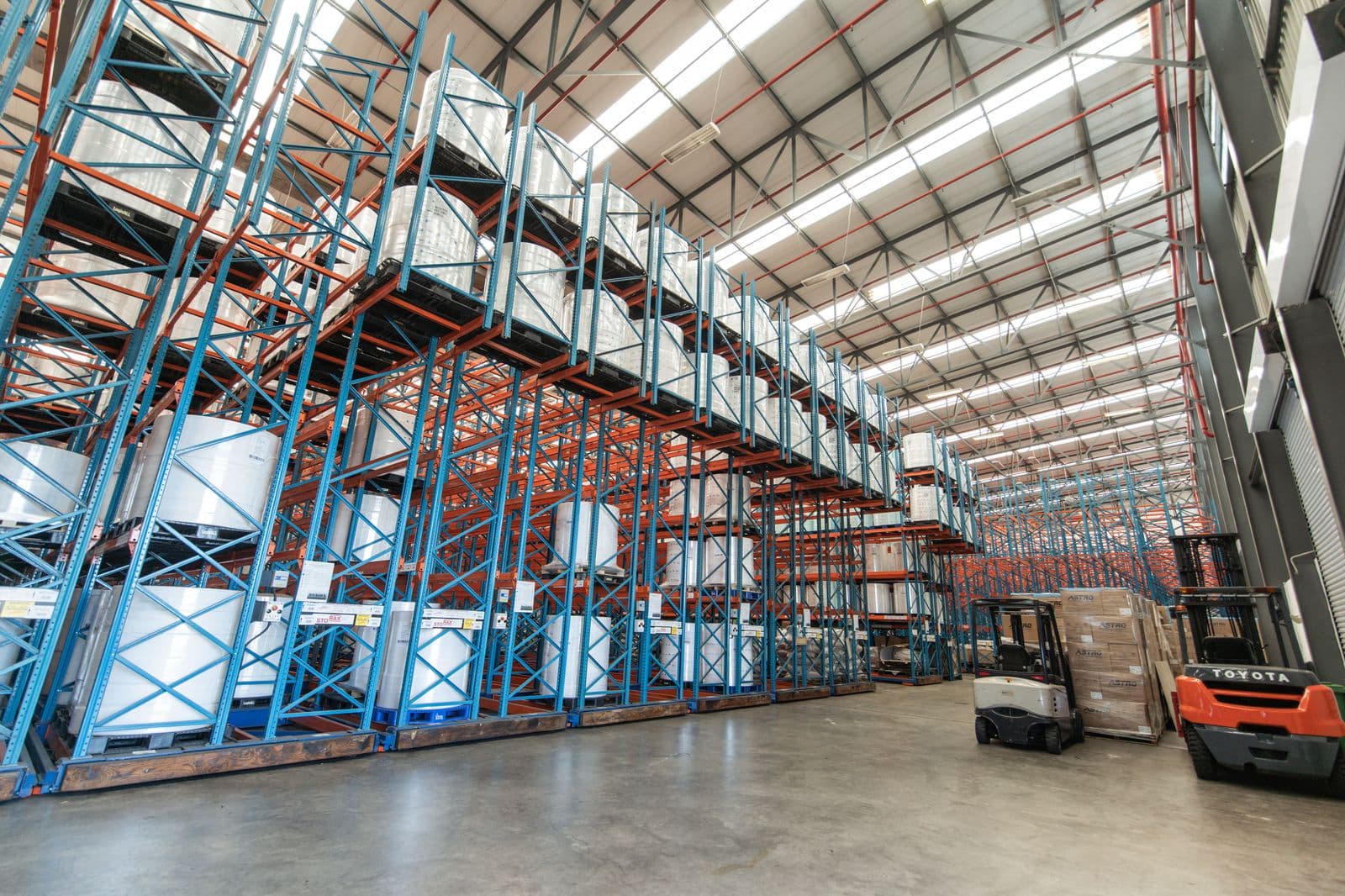 Inside the racked warehouse