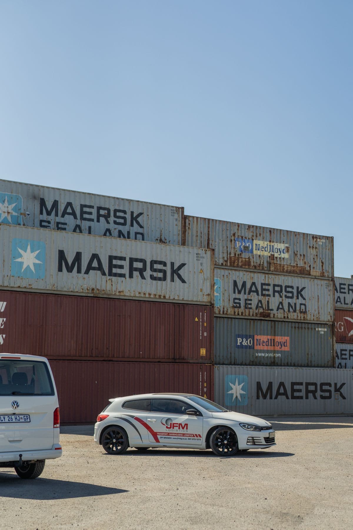 Maersk container stacks at the JFM depot