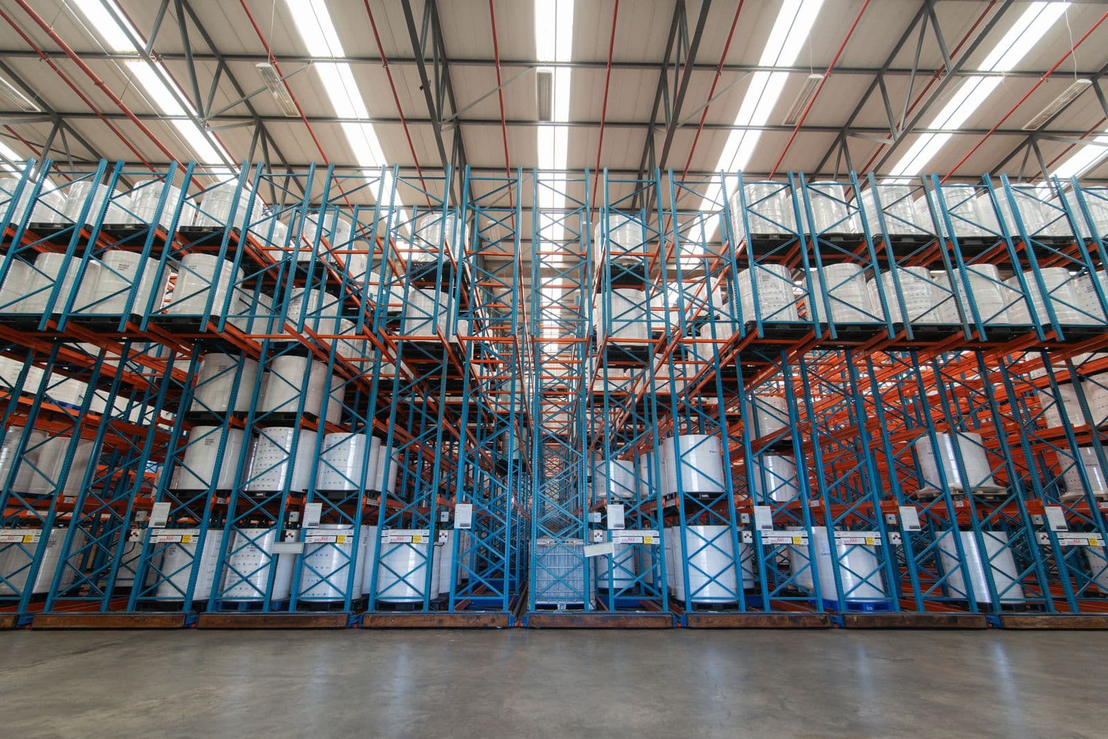 Long racked aisle inside a JFM warehouse